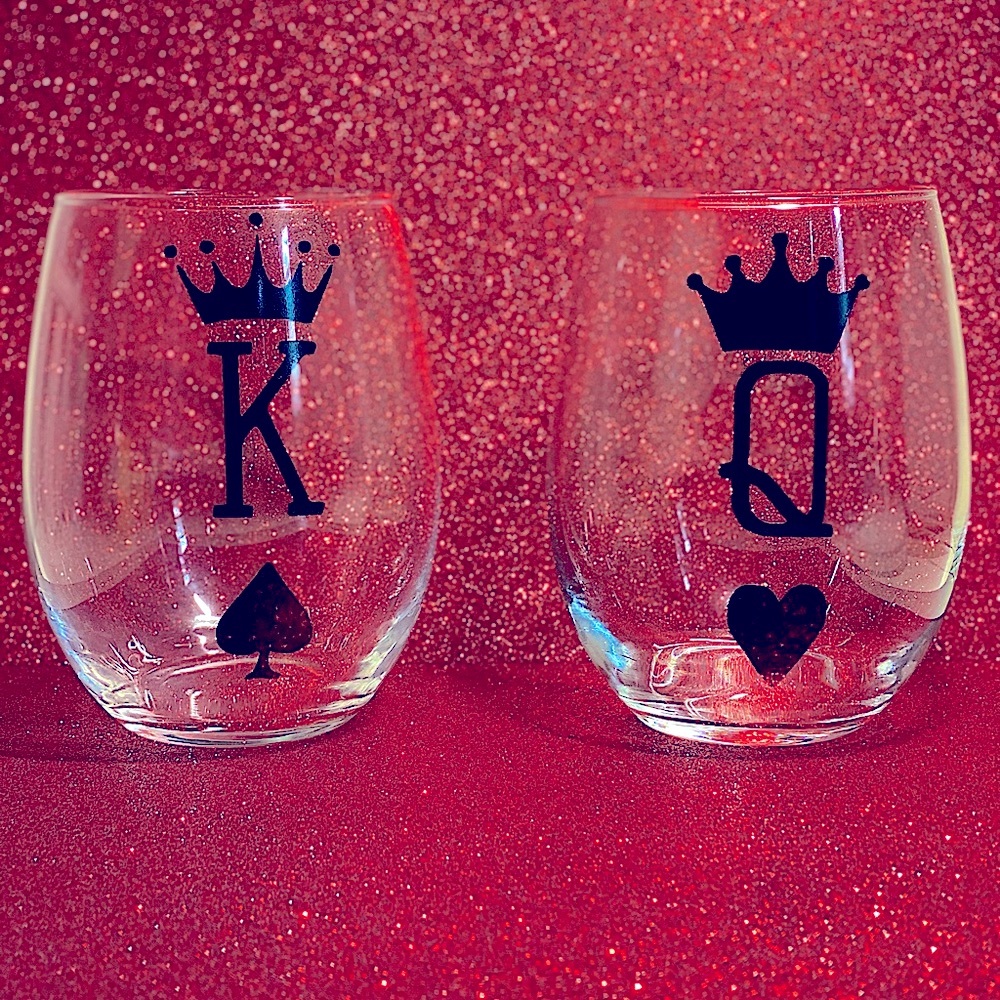 King & Queen Stemless Wine glass Set